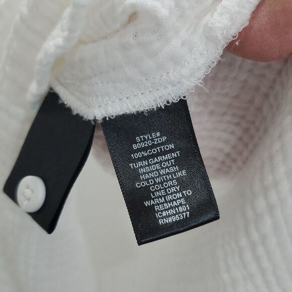 Sanctuary Womans White Waffle Knit 100% Cotton Long Sleeve, LARGE - Picture 3 of 6